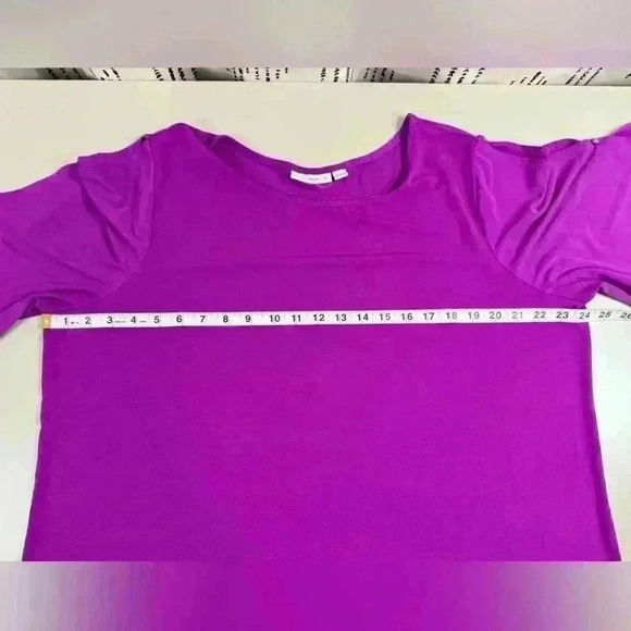 Susan Graver Liquid Knit Top with Split Sleeves Magenta Size 1X Fall Classic - Picture 4 of 13